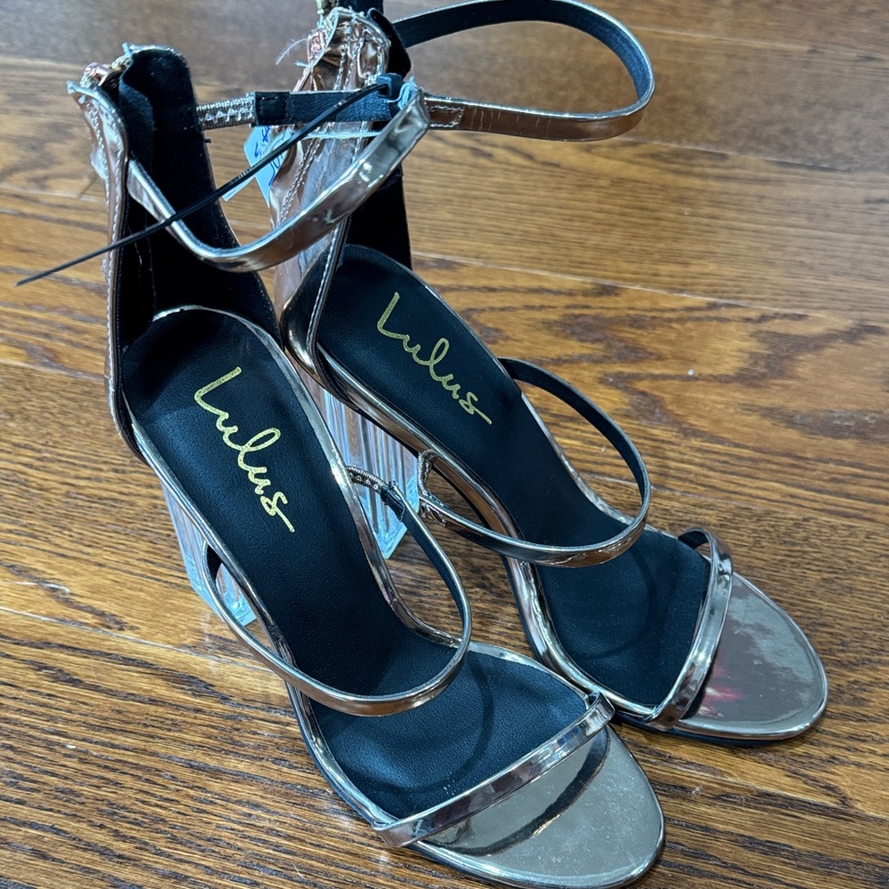 Lulu's Metallic Strappy Heels